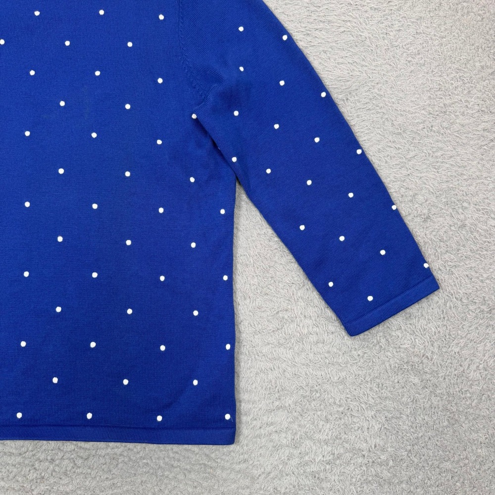 Lauren Ralph Lauren Blue Polka Dot Boat Neck 3/4 Sleeve Knit Top Small - Picture 5 of 10